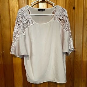 White Lace Shoulder Blouse Size M